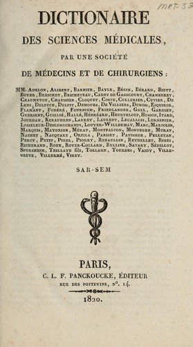 Dictionnaire des sciences mďicales