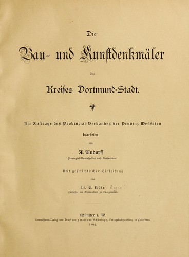 Die Bau- und Kunstdenkmäler des Kreises Dortmund-Stadt