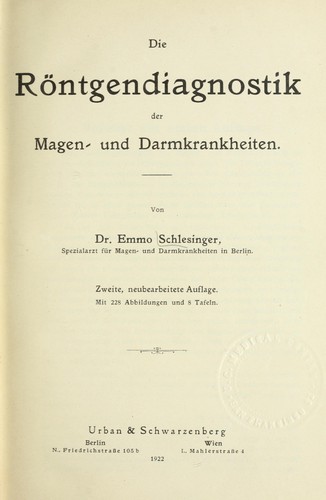 Die Röntgendiagnostik der Magen- und Darmkrankheiten