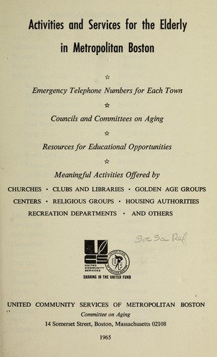 Directory of activities and services for the elderly in metropolitan Boston