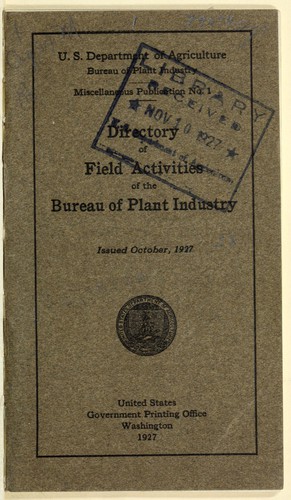Directory of field activities of the Bureau of Plant Industry