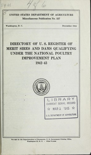Directory of U.S. Register of Merit sires and dams qualifying under the National Poultry Improvement Plan, 1942-43