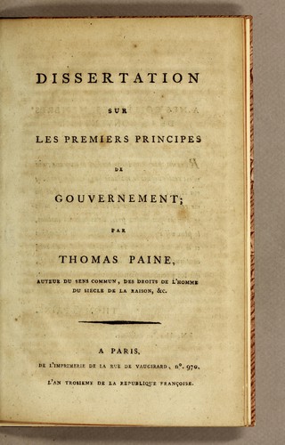 Dissertation sur les premiers principes de gouvernement