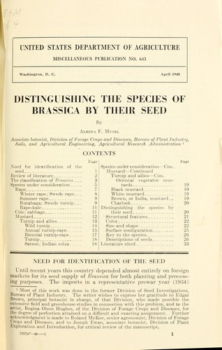 Distinguishing the species of Brassica by their seed