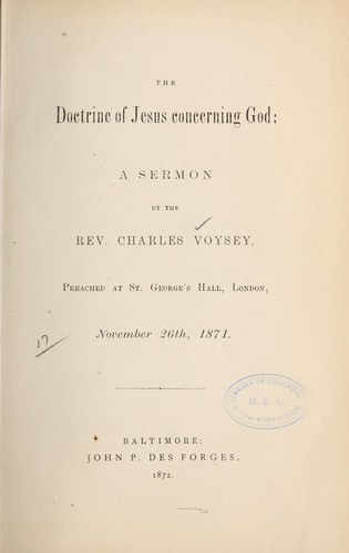 The doctrine of Jesus concerning God