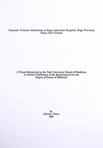 Domestic violence admissions to Sopas Adventist Hospital, Enga Province, Papua New Guinea