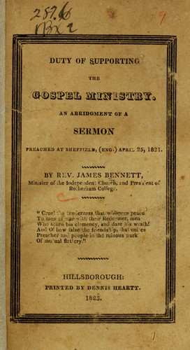 Duty of supporting the gospel ministry