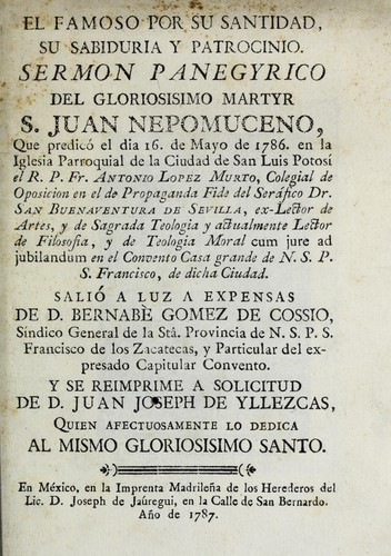 El famoso por su santidad, su sabiduria y patrocinio