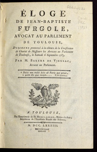 Éloge de Jean-Baptiste Furgole, avocat au parlement de Toulouse