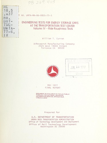 Engineering tests for energy storage cars at the Transportation Test Center