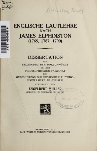 Englische Lautlehre nach James Elphinston