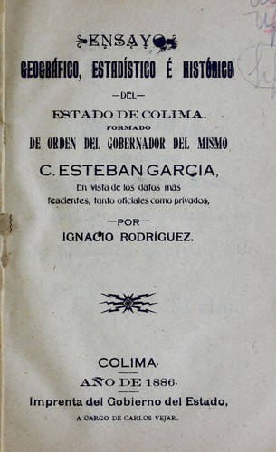 Ensayo geográfico, estadístico e histórico del estado de Colima