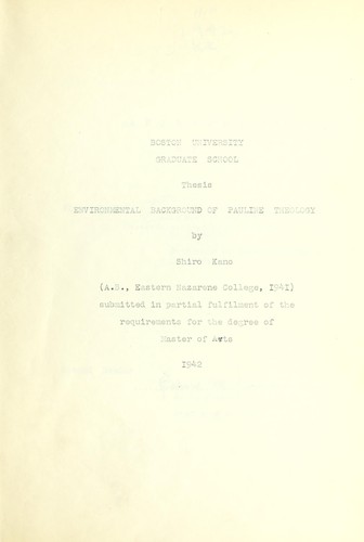 Environmental background of Pauline theology