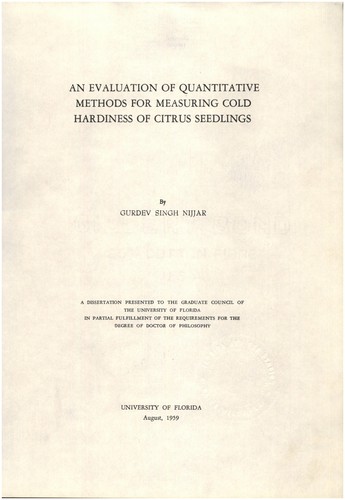 An evaluation of quantitative methods for measuring cold hardiness of citrus seedlings