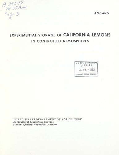 Experimental storage of California lemons in controlled atmospheres