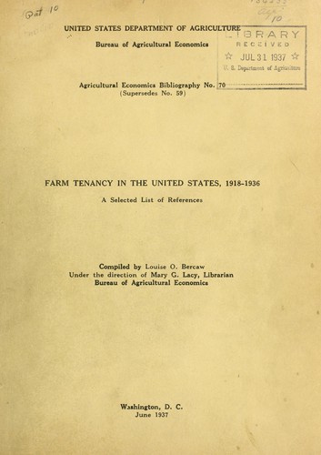 Farm tenancy in the United States, 1918-1936