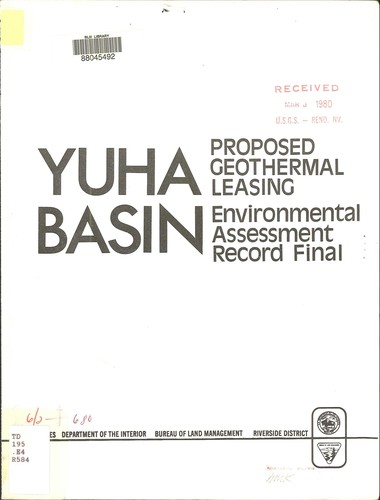 Final environmental assessment record