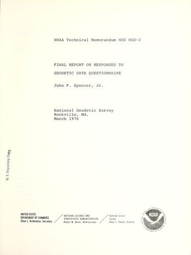 Final report on responses to geodetic data questionnaire