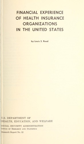 Financial experience of health insurance organizations in the United States