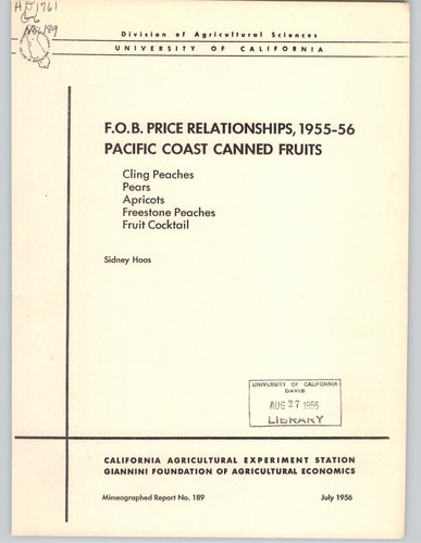 F.O.B price relationships, 1955-56, Pacific Coast canned fruits