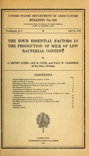 The four essential factors in the production of milk of low bacterial content