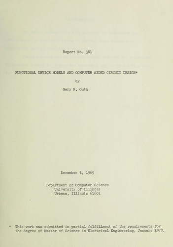 Functional device models and computer aided circuit design