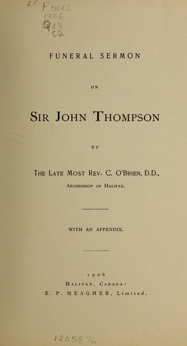 Funeral sermon on Sir John Thompson