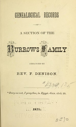 Genealogical records of a section of the Burrows family