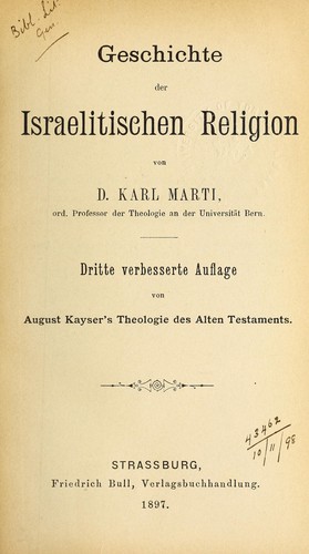 Geschichte der Israelitischen Religion