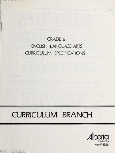 Grade 6 English language arts curriculum specifications