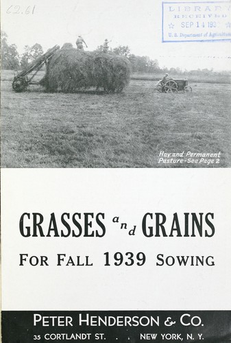 Grasses and grains for fall 1939 sowing