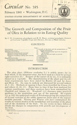 The growth and composition of the fruit of okra in relation to its eating quality