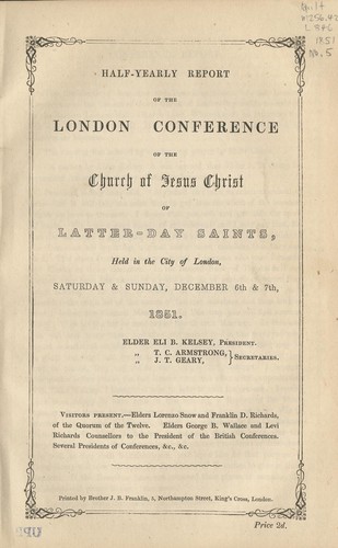 Half-yearly report of the London conference of the Church of Jesus Christ of Latter-day Saints