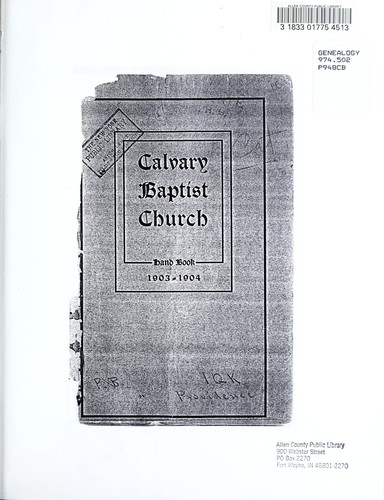 Hand book of the Calvary Baptist Church, Providence, R.I.