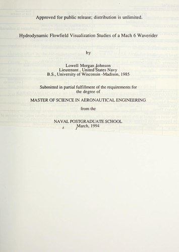 Hydrodynamic flowfield visualization studies of a Mach 6 waverider