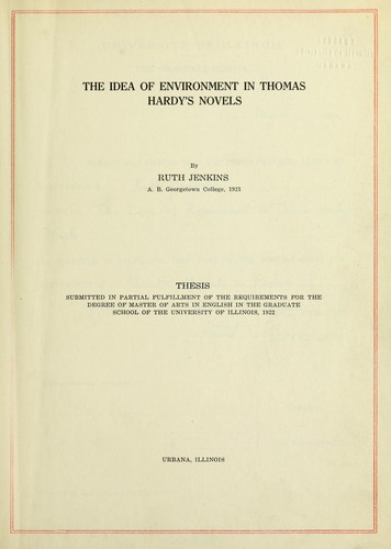 The idea of environment in Thomas Hardy's novels