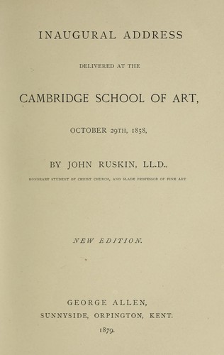Inaugural address delivered at the Cambridge school of art