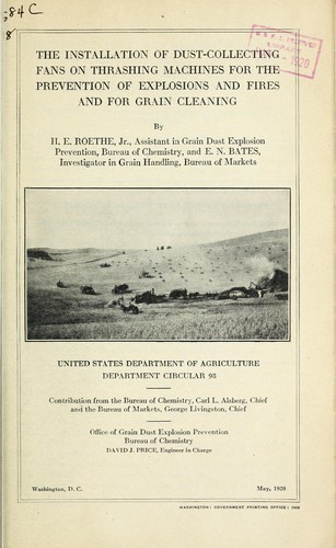 The installation of dust-collecting fans on thrashing machines for the prevention of explosions and fires and for grain cleaning