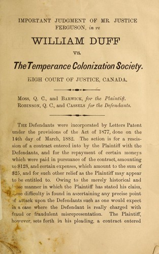 Interim report of the management of the Temperance Colonization Society Limited