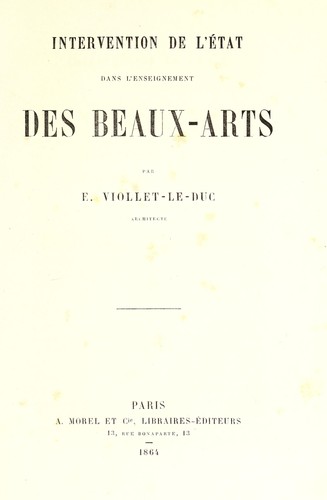 Intervention de l'etat dans l'enseignement des beaux-arts
