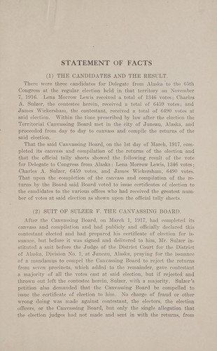 James Wickersham, contestant vs. Charles A. Sulzer, contestee