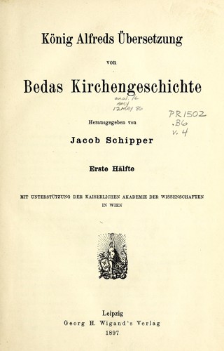 König Alfreds übersetzung von Bedas Kirchengeschichte