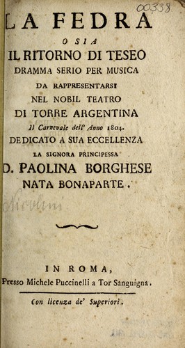 La Fedra, o sia, Il ritorno di Teseo