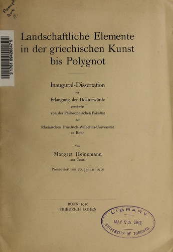 Landschaftliche Elemente in der griechischen Kunst bis Polygnot