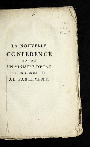 La nouvelle Confe rence entre un ministre d'E  tat et un conseiller au Parlement