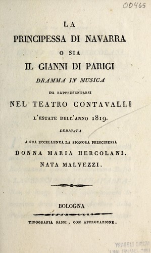 La principessa di Navarra, o sia, Il Gianni di Parigi