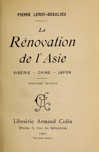 La rénovation de l'Asie