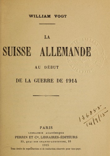 La Suisse allemande au début de la guerre de 1914