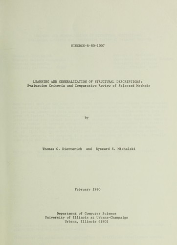 Learning and generalization of structural descriptions