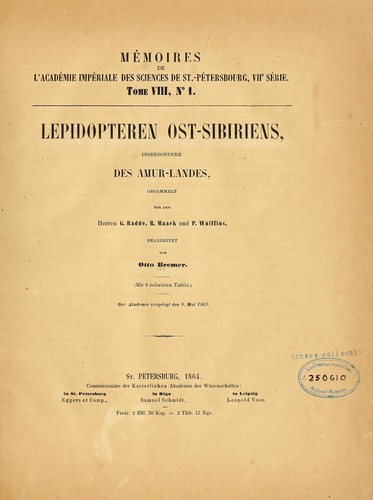 Lepidopteren Ost-Sibiriens, insbesondere des Amur-Landes